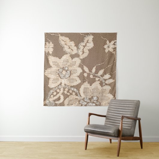 Tenture Dentelle de Luxe : Art de la Tissu Blanc (En situation (horizontale))