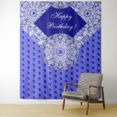 Tenture Dentelle en céramique Bleu de Grèce (En situation)