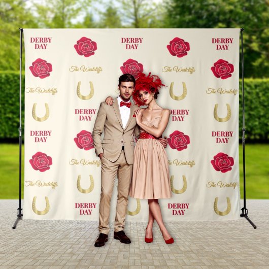 Tenture Derby Day Ivory Gold Rose Custom Photo Backdrop