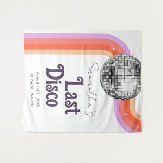 Tenture Dernier Disco Retro Bachelorette Week-end Tapestr (Devant (Horizontal))