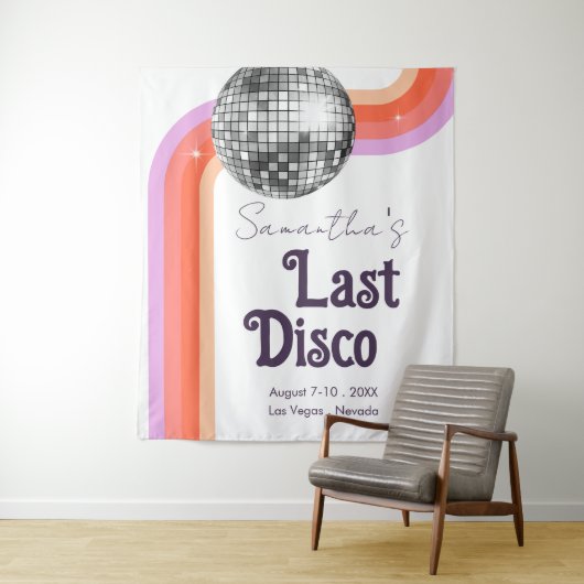 Tenture Dernier Disco Retro Bachelorette Week-end Tapestr (En situation)
