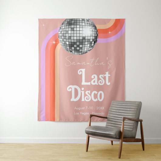 Tenture Dernier Disco Retro Pink Bachelorette Week-end (En situation)