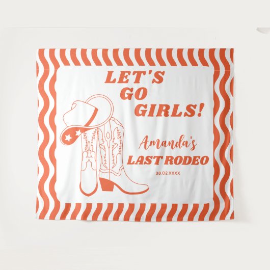 Tenture Dernier Rodeo Retro Western Bachelorette Party (Devant (Horizontal))