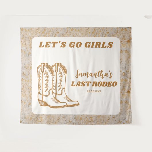 Tenture Dernier Rodeo Western Cowgirl Bachelorette Party (Devant (Horizontal))