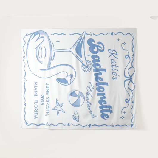 Tenture Dernier Toast Beach Bachelorette Weekend Tapestry (Devant (Horizontal))