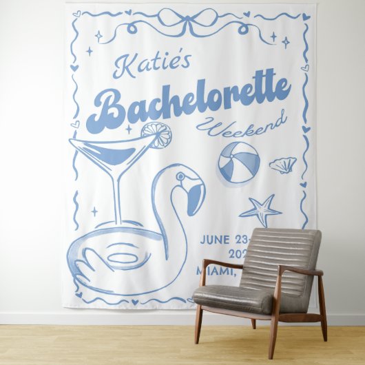 Tenture Dernier Toast Beach Bachelorette Weekend Tapestry (En situation)