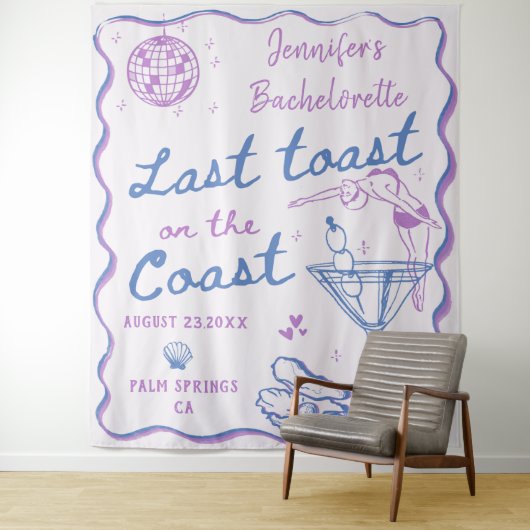 Tenture Dernier Toast Sur La Côte Bachelorette Fête Côtièr (En situation)