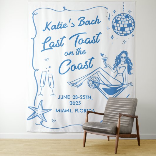 Tenture Dernier Toast Sur La Côte Plage Bachelorette Bleue (En situation)