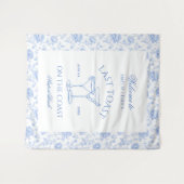 Tenture Dernier toast sur la côte Plage Floral bleu (Devant (Horizontal))