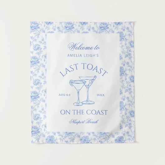 Tenture Dernier Toast sur la Plage Côtière Fleur Bleue (Devant)