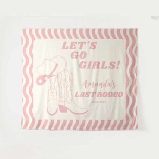 Tenture Dernière Fête de Bachelorette Rétro Western Rodeo (Devant (Horizontal))