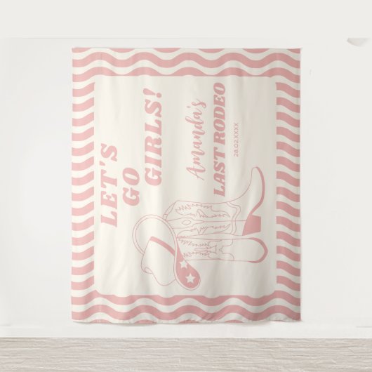 Tenture Dernière Fête de Bachelorette Western Rétro Rodeo (Devant)