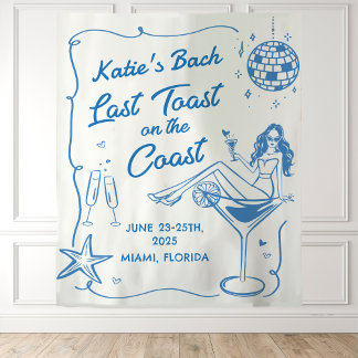 Tenture Dernière Toast sur la côte Beach Blue Bachelorette