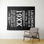 Tenture Des légendes personnalisées sont nées à la date mo (En situation (horizontale))