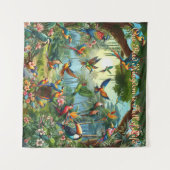Tenture Des oiseaux tropicaux colorés parmi des plans écla (Devant (Horizontal))