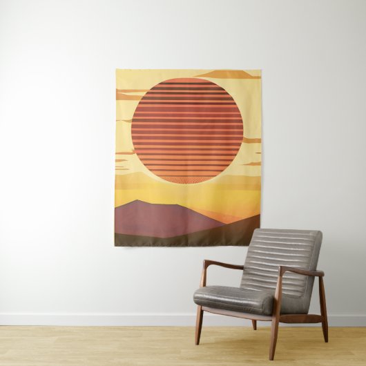 Tenture Desert Sunset Rust Orange et Brown (En situation)