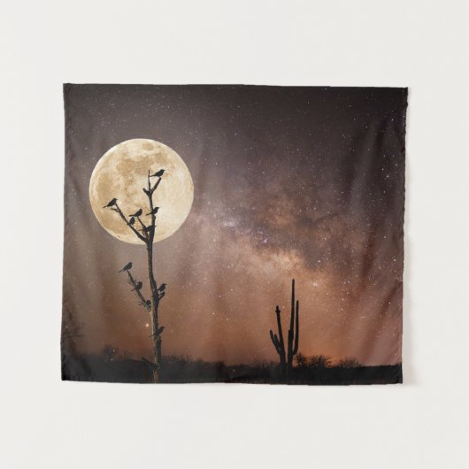 Tenture Deserts | Cactus With Birds in Desert (Devant (Horizontal))