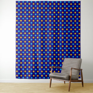 Tenture Design à pois jaune cyan bleu marine