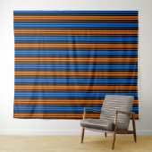 Tenture Design à rayures verticales bleu orange bleu   (En situation (horizontale))