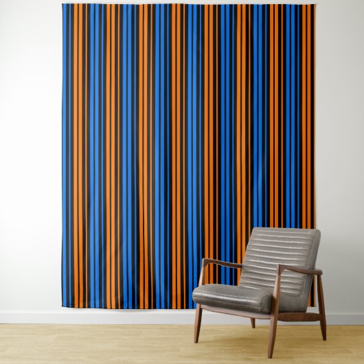 Tenture Design à rayures verticales bleu orange bleu   (En situation)