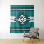 Tenture Design aztèque en couleur turquoise (En situation)