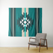 Tenture Design aztèque en couleur turquoise (En situation (horizontale))