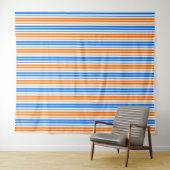 Tenture Design bandes verticales orange bleu blanc (En situation (horizontale))