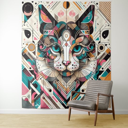 Tenture Design d'art de chat (En situation)