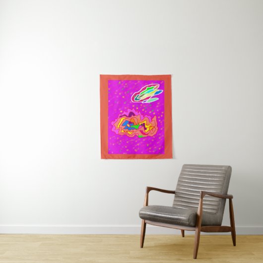 Tenture Design d'art tribal rose orange (En situation)