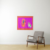 Tenture Design d'art tribal rose orange (En situation (horizontale))