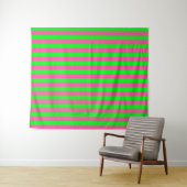 Tenture Design de bandes rose et verte (En situation (horizontale))