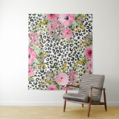 Tenture Design Empreinte de léopard et floral élégant (En situation)