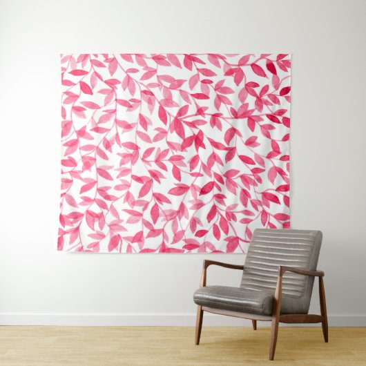 Tenture Design feuille d'aquarelle rouge (En situation (horizontale))