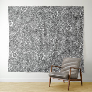 Tenture Design floral complexe en noir et blanc