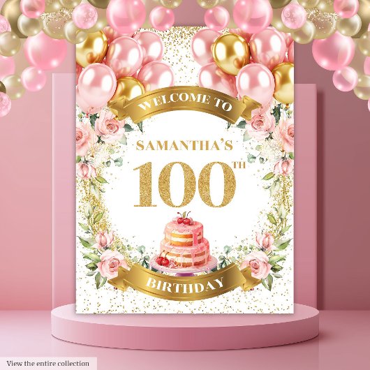 Tenture Design moderne 100e Anniversaire Blush Gold Banner
