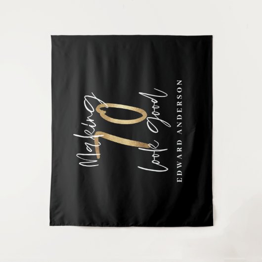 Tenture Design moderne noir et or à 70 ans (Devant)