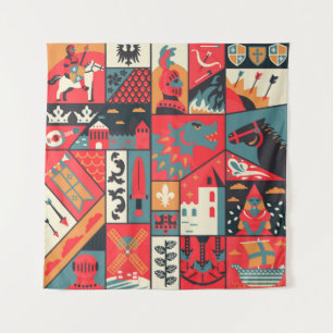 Tenture Design motif médiéval sans soudure. Texti de décor