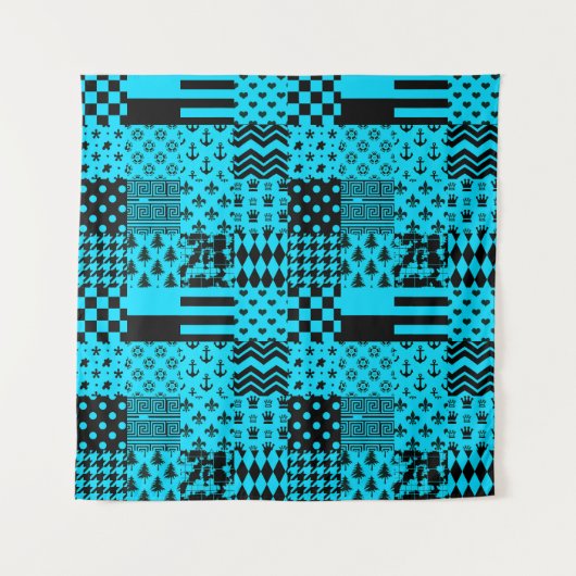 Tenture Design Motif mixte en noir bleu (Devant)