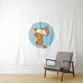 Tenture Design shiba bleu. (En situation (horizontale))