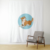 Tenture Design shiba bleu. (En situation)