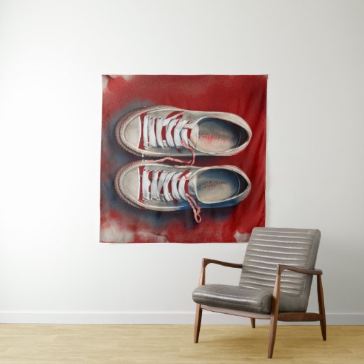 Tenture Dessin À La Main De Chaussures Drôle (En situation (horizontale))