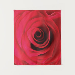 Tenture Dessin abstrait floral, rose rouge