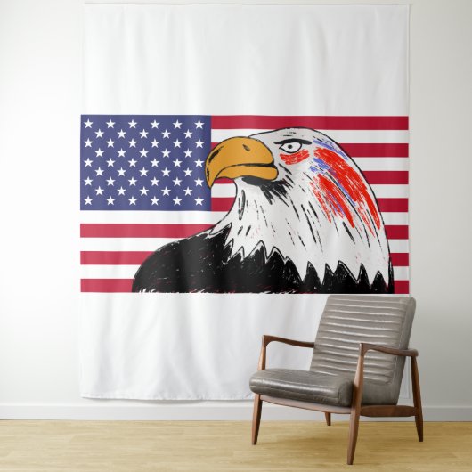 Tenture Dessin américain d'un aigle (En situation)