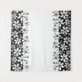 Tenture dessin animé blanc noir Abstrait fleurs design flo (Devant (Horizontal))