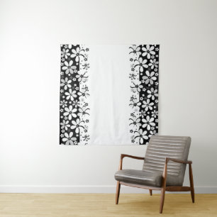 Tenture dessin animé blanc noir Abstrait fleurs design flo
