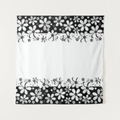 Tenture dessin animé blanc noir Abstrait fleurs design flo (Devant)