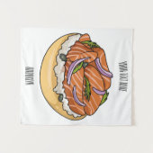 Tenture dessin animé de bagel saumon (Devant (Horizontal))