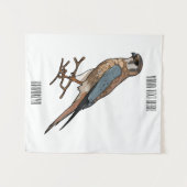 Tenture dessin animé d'oiseau-kestrel américain (Devant (Horizontal))