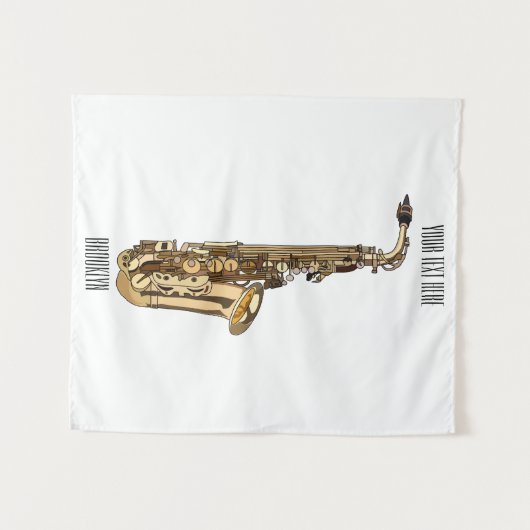 Tenture dessin animé saxophone (Devant (Horizontal))