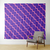 Tenture Dessin chevron zigzag rose bleu (En situation (horizontale))